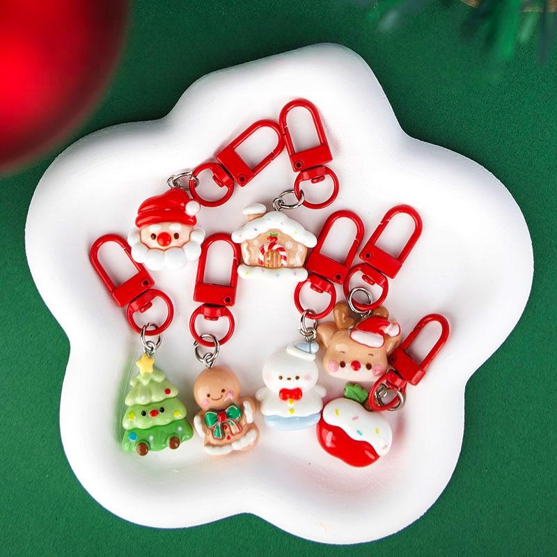 Cute Cartoon Christmas Pendant Santa Claus Tree Snowman Keychain Car Key Ring Backpack Decoration Accessories Children Gifts