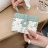 Korean Style PU Leather Card Holder Floral Folding Card Bag Retro Flower Short Wallet  Women