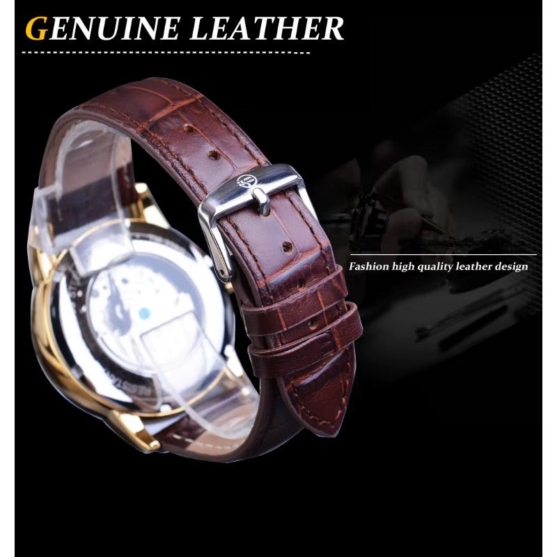 Forsining Luxury Automatic Mechanical Watches Mens Sun Moon Phase Tourbillon Watch Waterproof Men Wristwatch