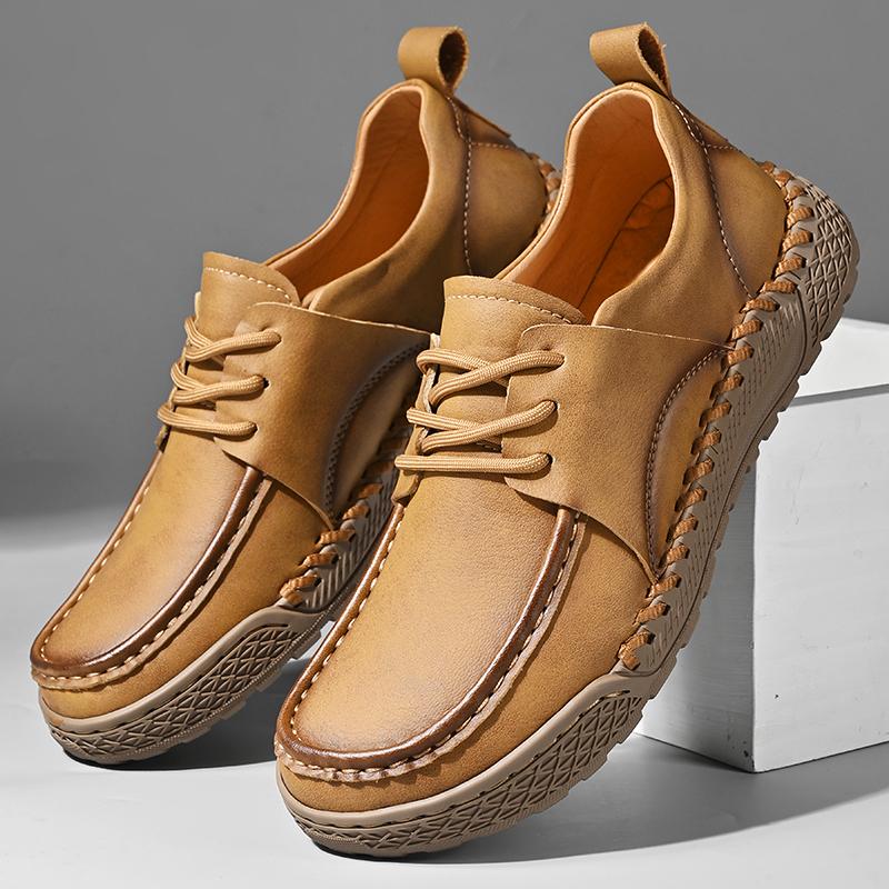 Fashion Leather Shoes Man Casual Loafers Luxury Design Slip on Male Dress Shoes Leisure Style Big Size Outdoor Wear-resistant Sole