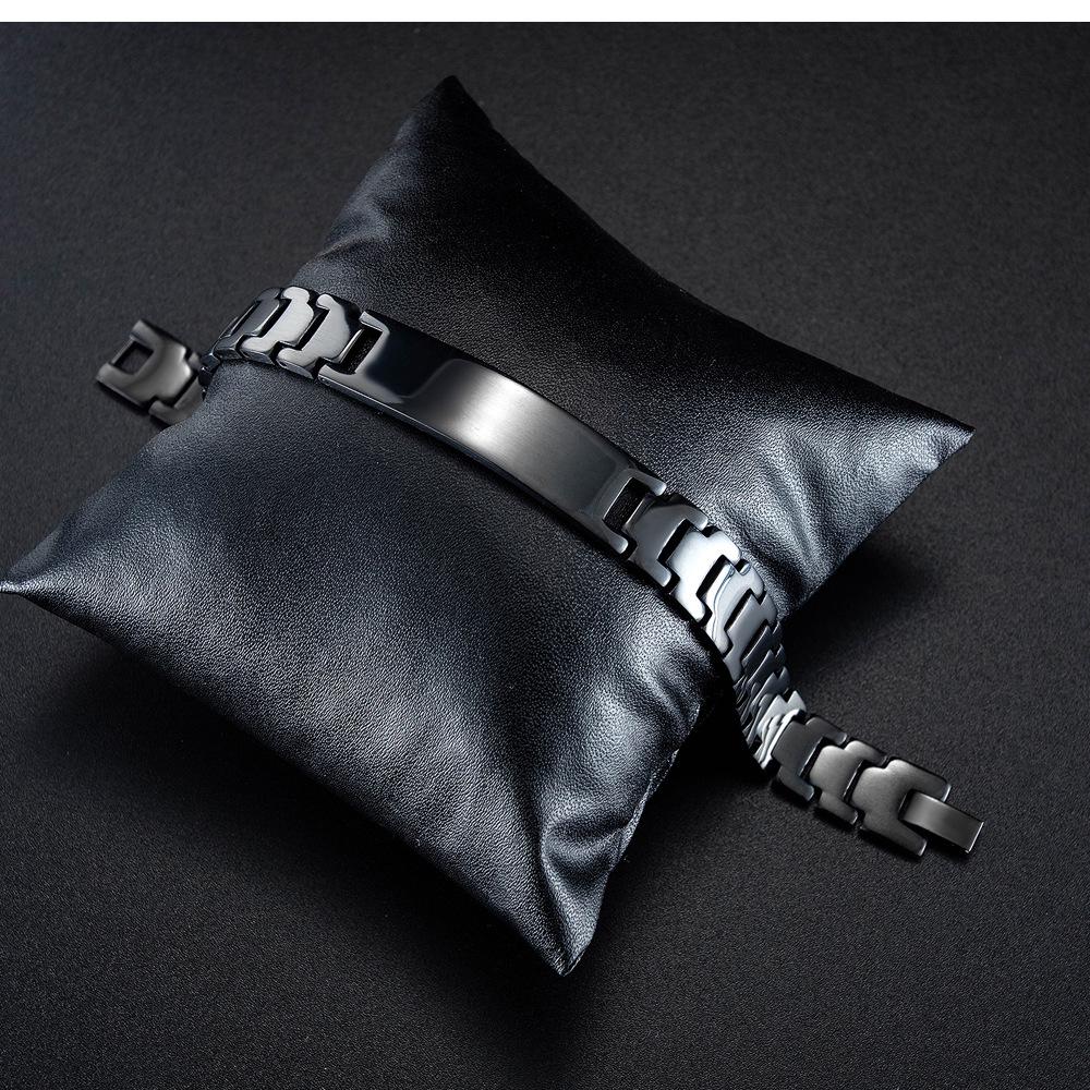Japanese & Korean Style Men's Black Stainless Steel Engravable Bracelet
