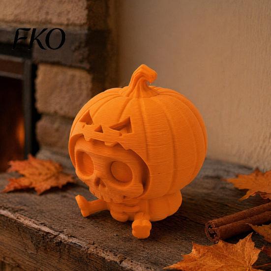 Desktop Halloween Decoration Pumpkin Skull Ornament, Hollow Ghost Face Design, 3D Printed Textured Figure Detailed Layered Figurine, for
