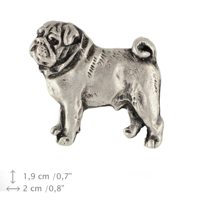 Mops - Versilberte Hundebrosche, elegante Anstecknadel, Jackenrevers-Dekoration der Marke Art-Dog
