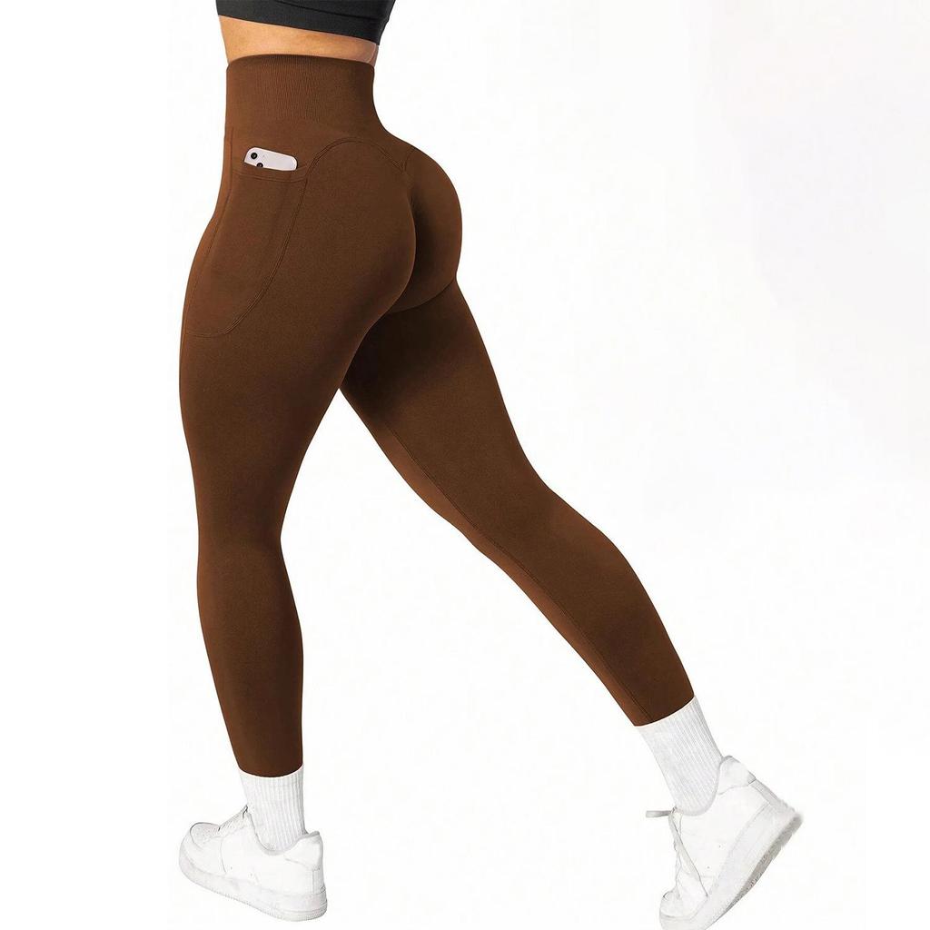 Plus Size High Waist Yoga Pants with Side Pockets - Women's Sports Leggings