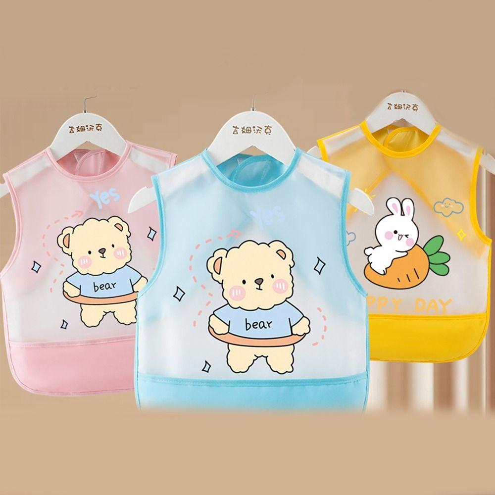 Cartoon Pattern Eating Bibs Waterproof Anti-dirty Children Apron Washable Sleeveless Children Protective Clothing Children