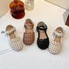 Girls' Sandals with Covered Toe, Woven Summer New Style Children's Shoes, Little Princess Soft Sole Non-Slip Toddler Baby Shoes