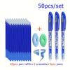 Pacote com 50 Canetas Esferográficas Apagáveis 0,5 mm Azuis com Tinta Recarregável Canetas Mágicas Apagáveis com Ponta Agulha Cheia, Apagáveis por Calor Papelaria para Escritório e Estudantes