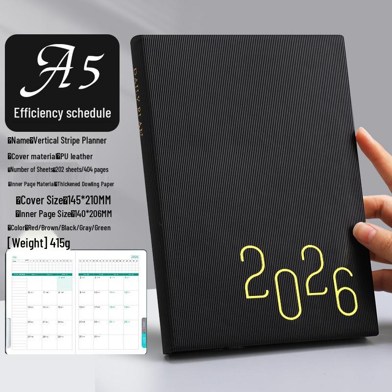 2026 A4 Daily Planner: Efficient, Thick, Self-Fillable Timeline Notebook