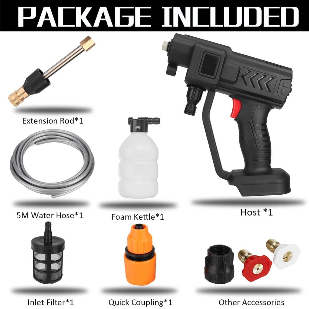 

Беспроводная мойка высокого давления 1500 Вт 88 В Аккумуляторные пистолеты для мойки автомобиля Электрические водяные пистолеты Пеногенератор для аккумулятора 18 В НОВЫЙ Only machine