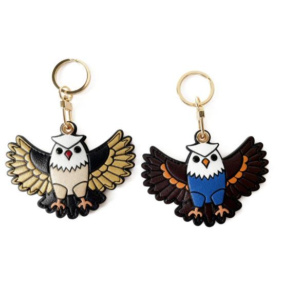Keychain Pendant Cartoon Eagle Shape Key Holder Imitation Leather Access Control Card Holder School Bag Protective