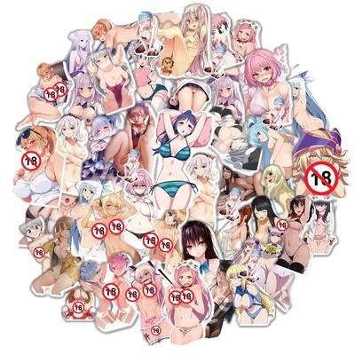 50 bucăți autocolante anime Hentai sexy Waifu pentru adulți Decalcomanii cu cenzură solară pentru laptop, telefon, bagaje, autocolant drăguț pentru mașină, jucării pentru fete