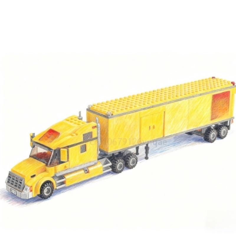 

2025 New City Mobile Truck Building Block Kit-298PCS Yellow Transport Truck Building Block Model Collection Gift Default bagged