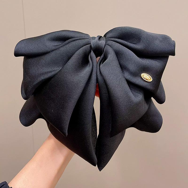 Elegant Retro Satin Bow Hair Clip for Women - Perfect for Low Ponytails and Head Ornaments