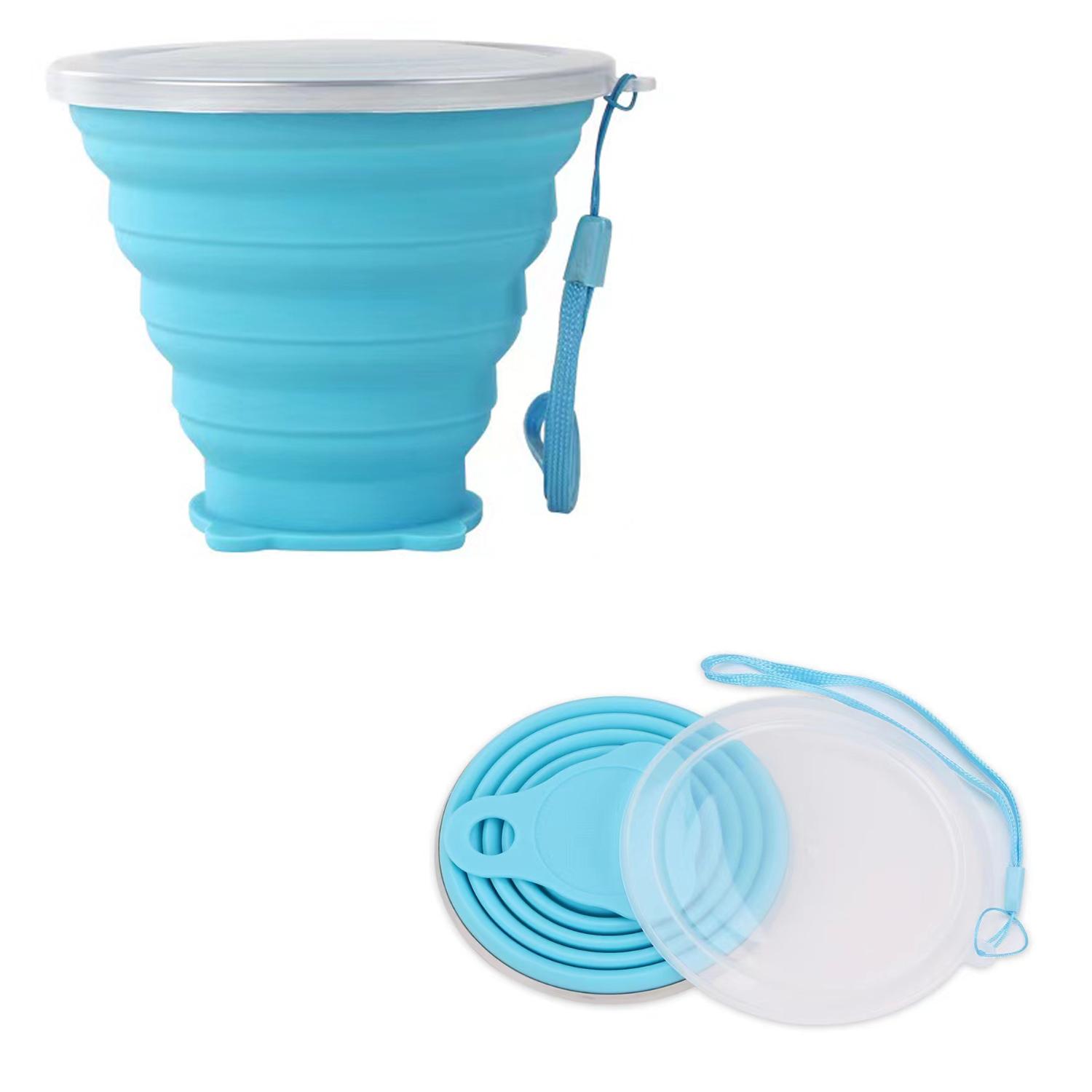 

270 мл Складная дорожная силиконовая кружка Складная походная кружка с крышками - Расширяемый набор портативных градуированных кружек