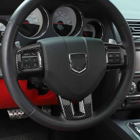 Interior Steering Wheel Cover Trim for Dodge Charger Challenger 2009-2014 Carbon