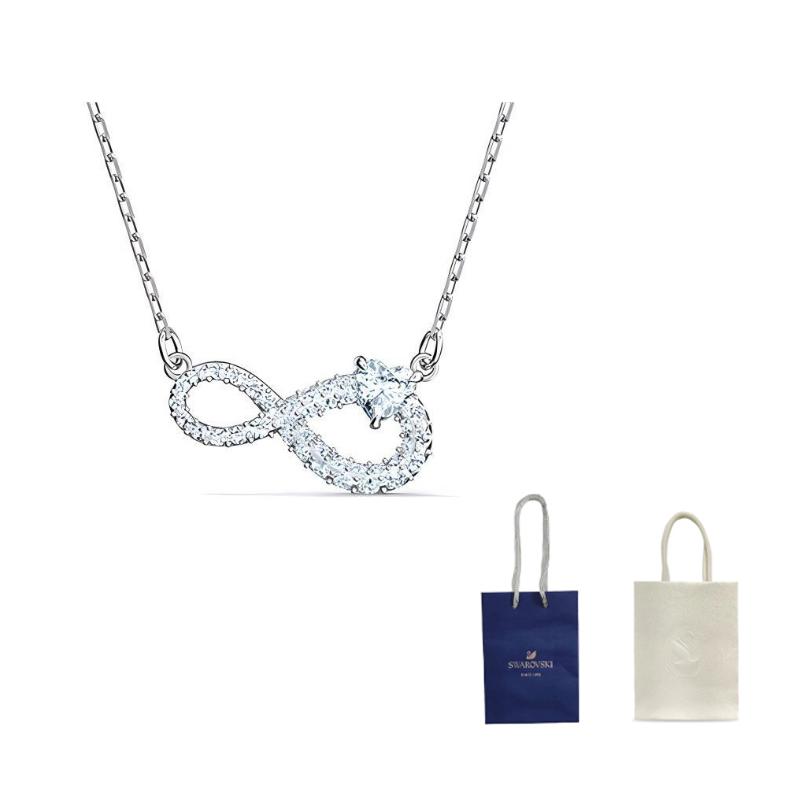 Swarovski Hyperbola Faux Crystal Stone Necklaces Womens F-Branded gift bag платиновый