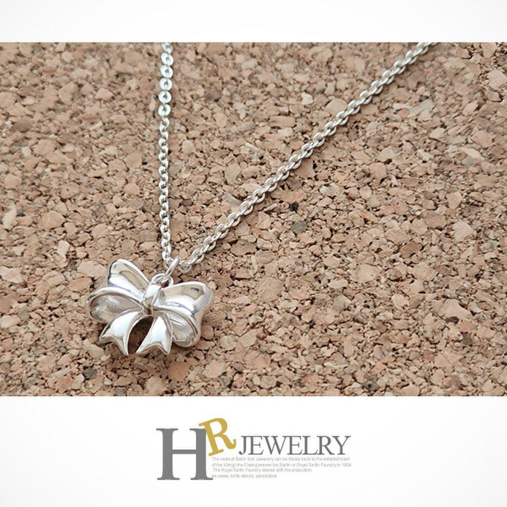 92.5 Silver Necklace Pretty (Hr) Silver Lovely Ribbon Necklace (No. 12138)