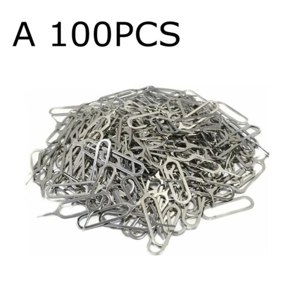 100 יחידות כלי הוצאת כרטיס SIM מפלדת אל-חלד, כלי הוצאה נייד, מחט הוצאה, כלי שימוש לטלפון