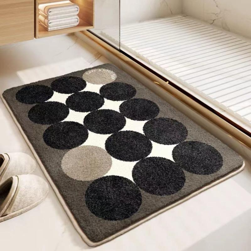 Thick Imitation Cashmere Floor Mat, Simple Water Absorbing and Anti Slip Bathroom Water Absorbing Floor Mat