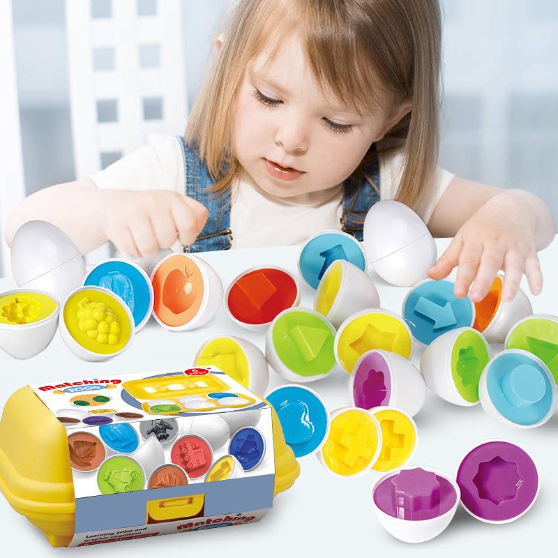 Montessori Eggs 3D Puzzle Toys For Children Educational Learning Math Toy Kids Color Shape Recognize Match Easter Egg For Kids