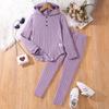 Girls' Big Kid Two-Piece Knit Hooded Top & Trousers, Spring 2025 Fashion Collection