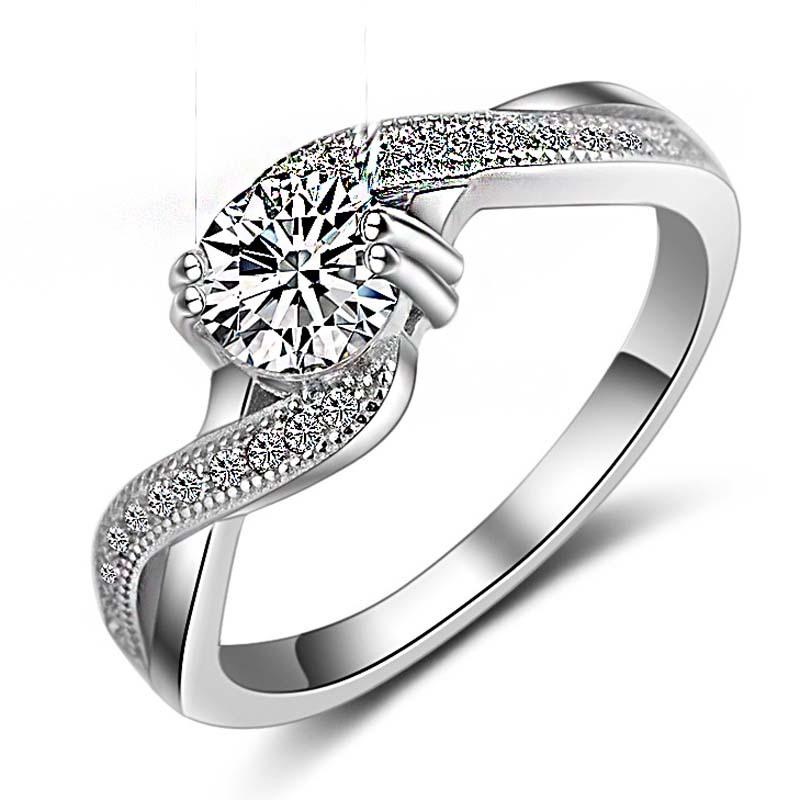 Cincin Berlian Wanita Emas Putih Mewah Cincin Pertunangan Pengantin Antik Cincin Pernikahan Bundar Untuk Wanita Perhiasan Cantik Anillos Mujer