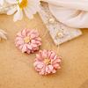 Fashion Personality Exaggerated Pink Flower Earrings, Holiday Style Sweet Fabric Pearl Earrings Temperament Earrings