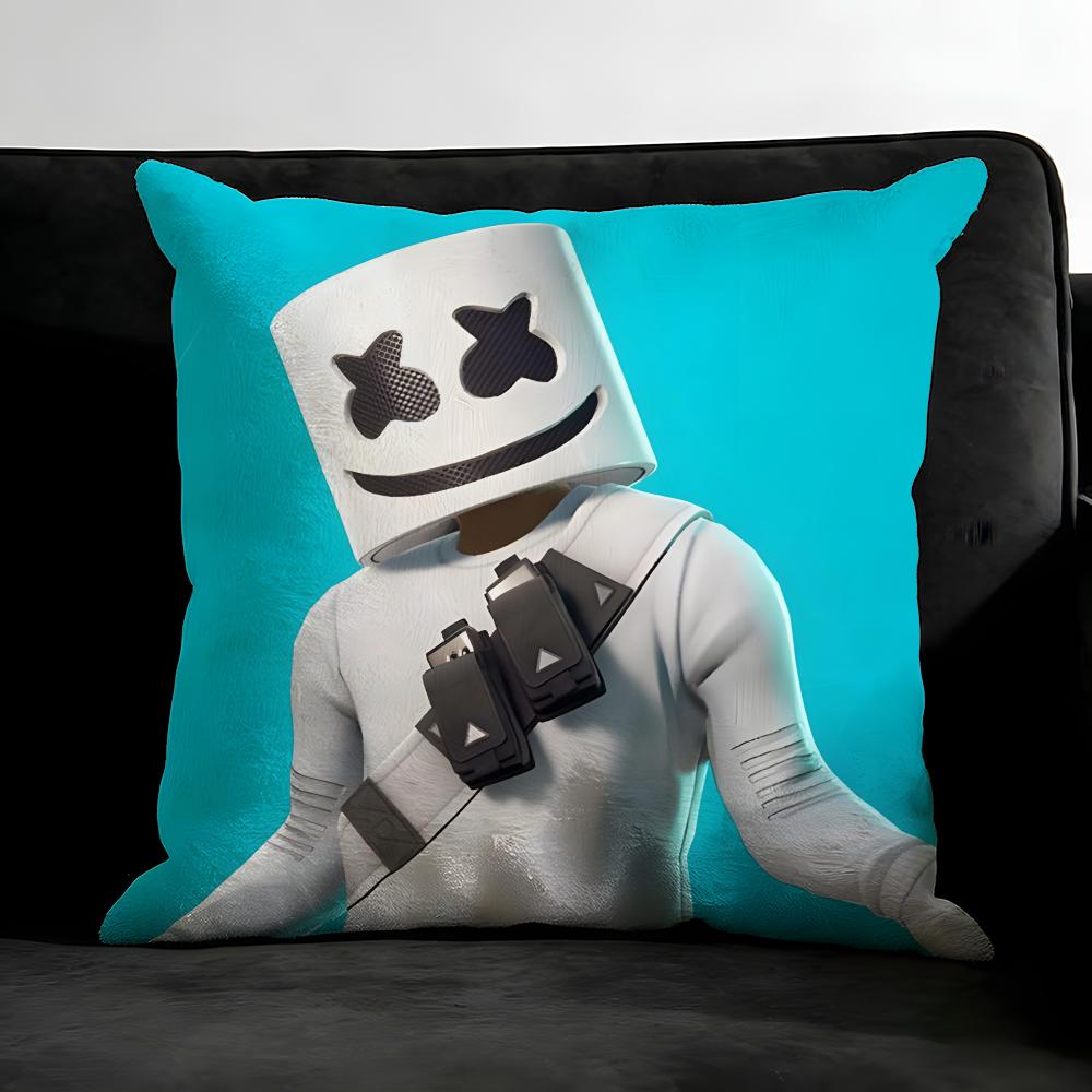 M-Marshmello Music Producer Cushion Cover Pillowcase Ultra Soft Skin Friendly Fabric Cloud Like Comfort & Concealed Zipper