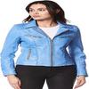 Noora Women's Sky Blue Motorcycle Biker Leather Jacket | Stylish Leather Jacket | Gift For Her |