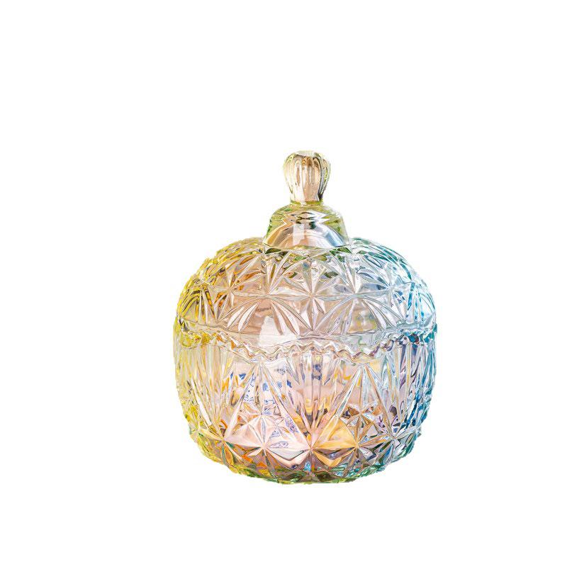 European Glass Candy Jar with Lid - Crystal Souvenir or Wedding Box, Large Sealed Roman Style Home Storage