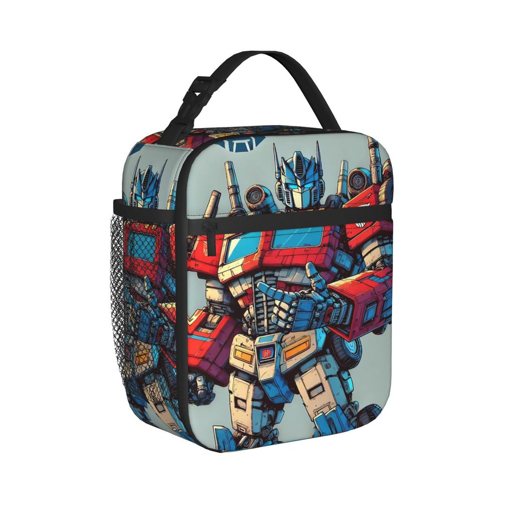 Lunch Bag Transformered Cartoon School Lunch Box For Unisex Casual Portable Zipper Graphic Thermal Tote Handbags