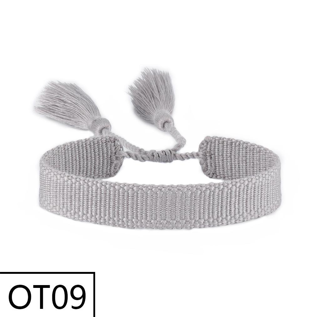 European & American Style Woven Bracelet - Solid Color, 1.3cm, Handmade Tassel, Fashionable Polyester Hand Rope for Women
