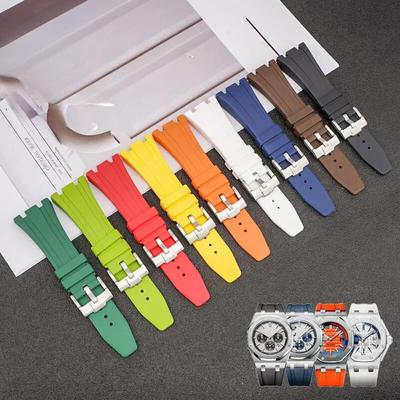 Rubber Watch Strap Silicone Men 27 28MM for Ap Royal Oak 15400 26320 Concave Interface Steel Rose Gold Fold Buckle Watchband