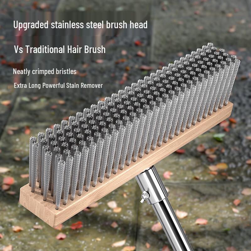 OIMG Long Handle Stainless Steel Wire Floor Cleaning Brush