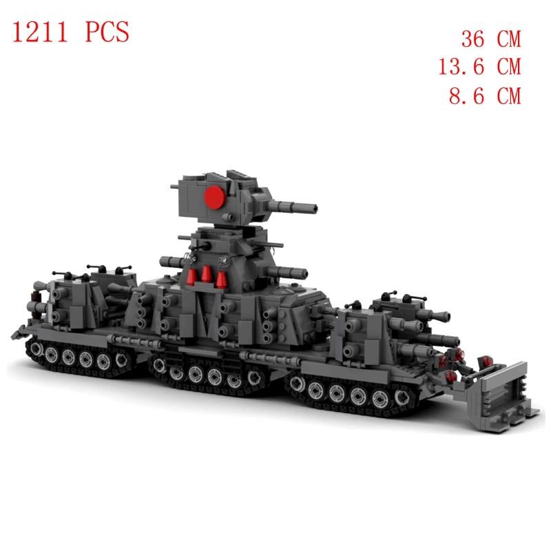 Hot Military WW2 Equipment Technical Soviet Army KV-44 Super Heavy Tank Vehicles War Weapons Build Blocks Model Bricks Toys Gift