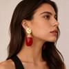 Vintage Ruby Earrings, European and American Exaggerated Women's Light Luxury High-end Niche Design Earrings