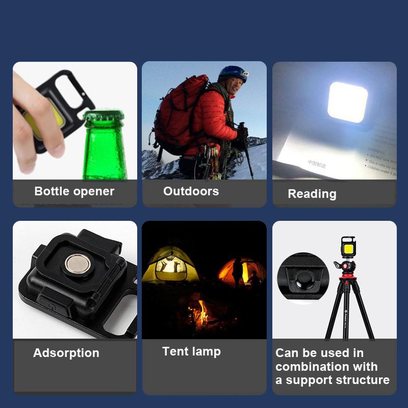 Mini LED Flashlight COB Rechargeable USB Multifunctional Outdoor Portable Keychain Hiking Work Light Magnet Fishing Camping