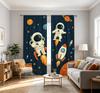 2PCS Digital Printed Curtains with Astronaut Space Design, Stylish Window Drapes for Living Room Bedroom Home Decoration