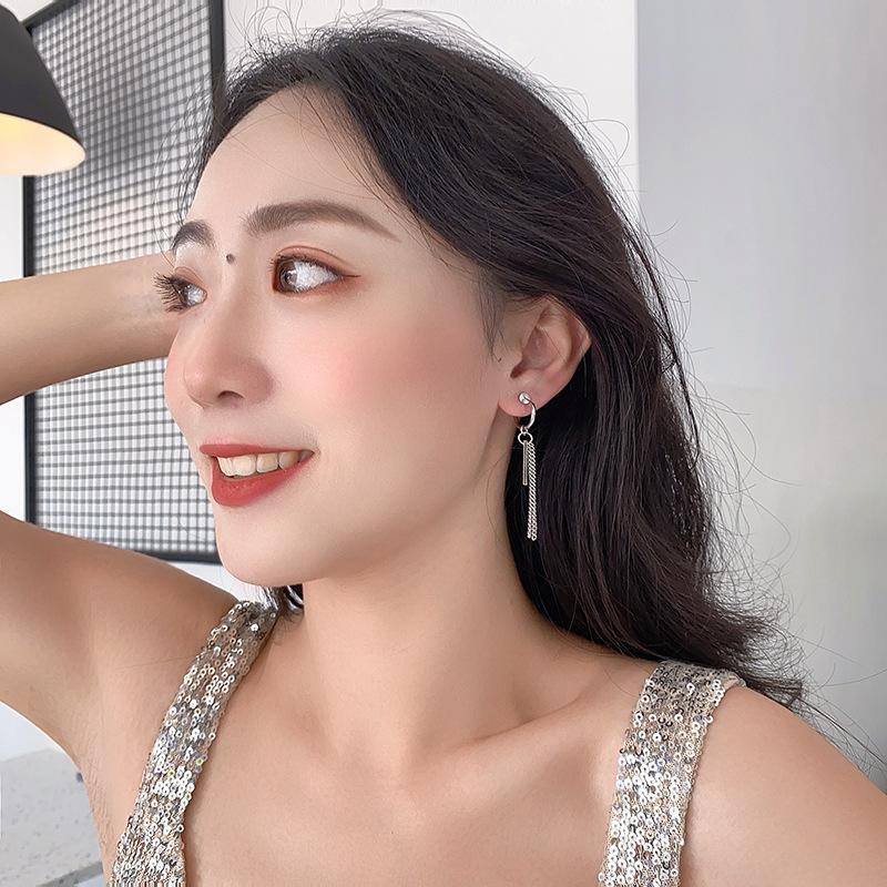 Women's Hip-Hop Long Chain Earrings: Non-Pierced Cold Style Hoops