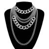 Stylish Punk Women Multi-layer Curb Chain Statement Necklace Rock Hip-hop Jewelry Gift Jewelry Decor