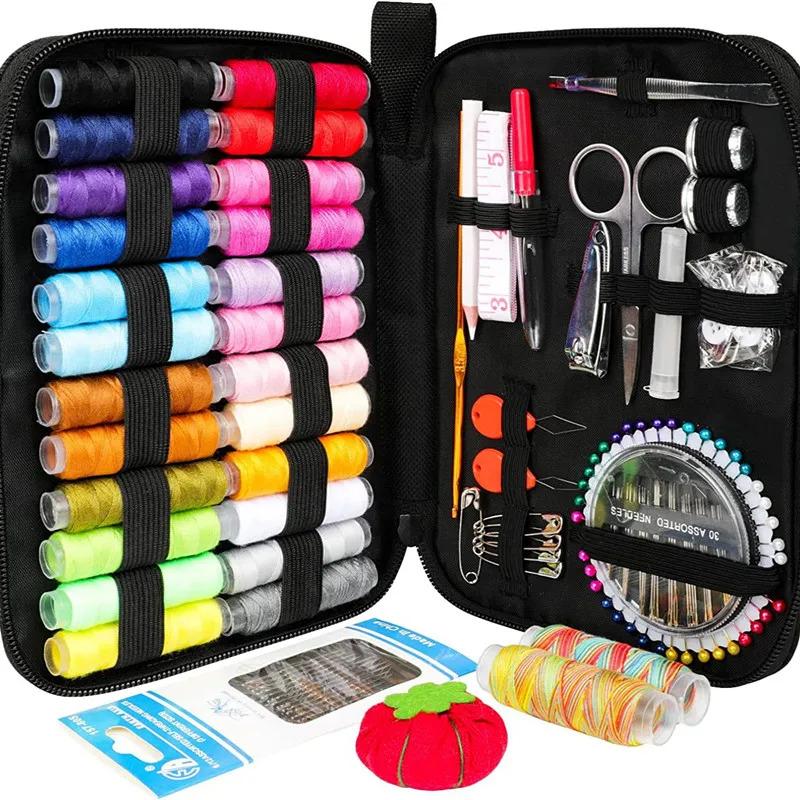 Nähset mit Garnen Nadeln Aufbewahrungstasche Schere Maßband Knöpfe Tragbar Reise DIY Stickerei Handarbeit Nähkasten Set