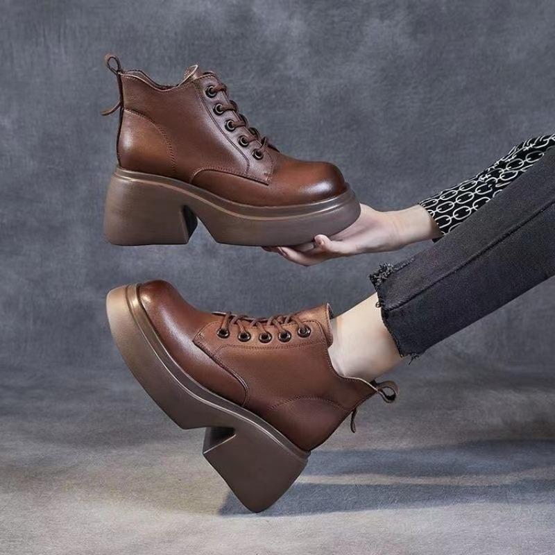 New Style Shoes, Thick-soled Boots, Women's Shoes, Versatile Retro Single Boots, Height-increasing Women's Boots