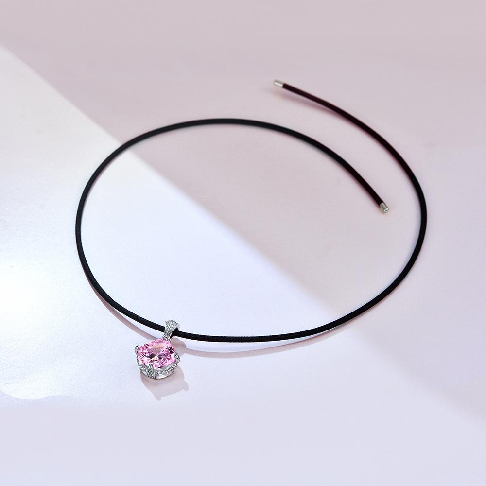 Gica Gema Colliers Diamant Haute Carbone Argent Sterling 925 Rose Pendentif 14*14mm Design Unique Romantique Joaillerie Fine Cadeaux Fête de Mariage Nouvelle Tendance