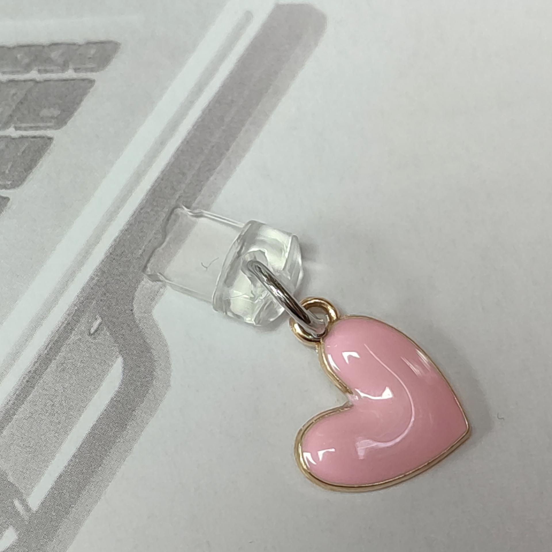 

Металлический мобильный телефон в форме сердца персика с подвеской, пылезащитная заглушка типа C для телефонного разъема, подвесное украшение для IOS Lightning For Type-C розовый