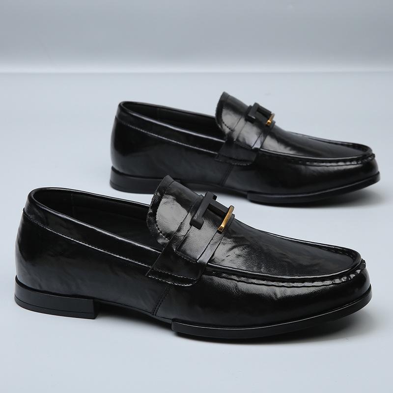 FashionLeather Summer Business Dress English Leather Shoes for Men 2024 Spring Autumn New Designer Soft Sole Driving Luxury Shoes Male