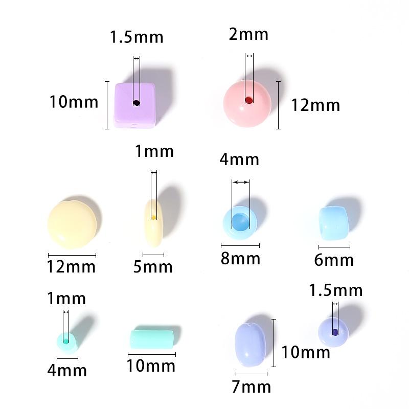 Colored Acrylic Loose Beads Various Shapes Round Square Mixed Spacer Bead Handmade Charm Jewelry Bracelets Necklace Supplies