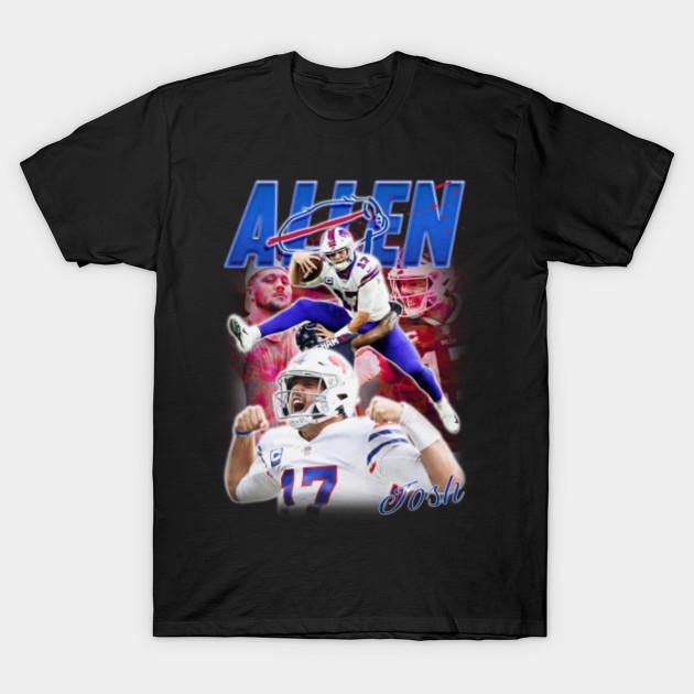 

Men Black Print T-shirt Josh Allen Buffalo Football Vintage Bootleg Style Graphic No-Cut Transfer Paper Print Cotton Tshirt S чорний