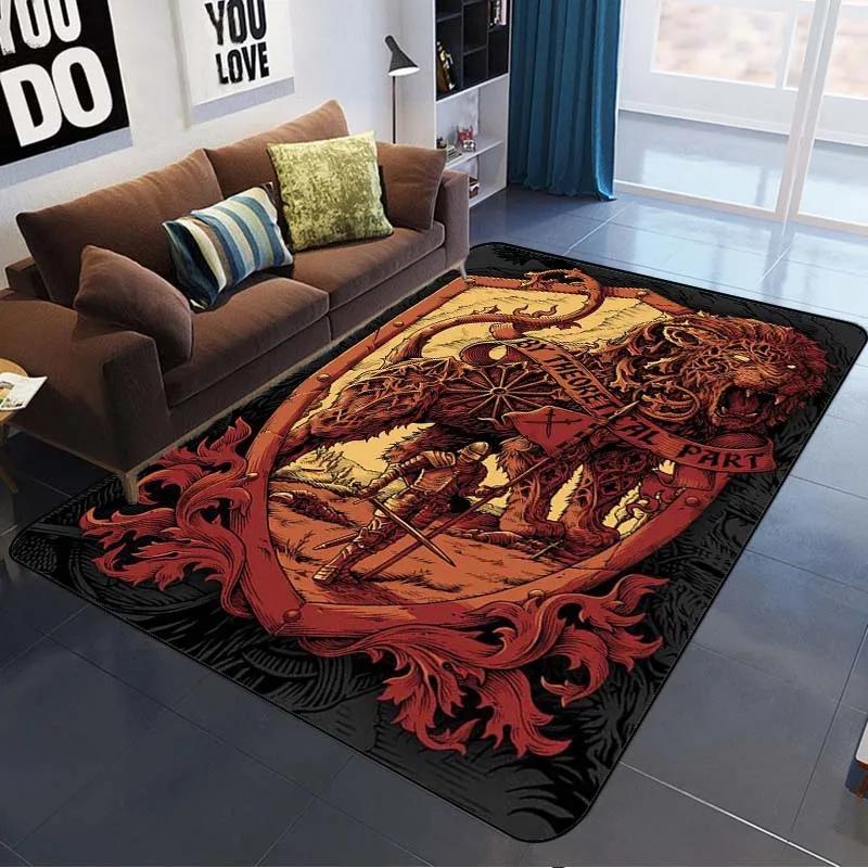 3D Viking Pattern Carpet Area Rugs Graphic Square Anti-slip Large Carpets Living Room Home Decoration Children Bedroom Carpet