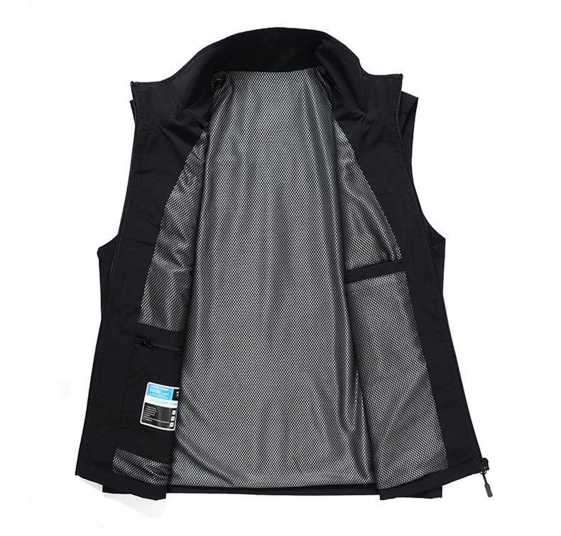 Men's Spring Breathable Outdoor Fishing Vest with Stand Collar and Logo