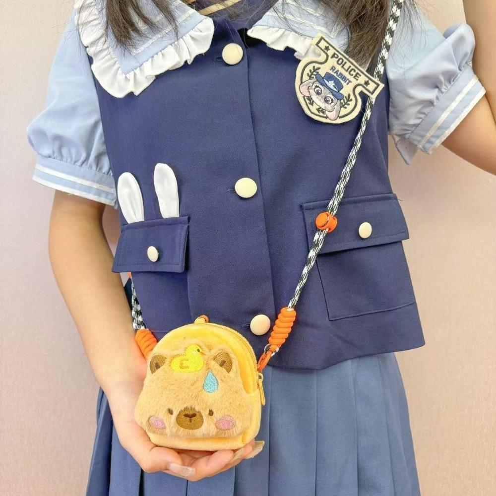 Large Capacity Capybara Plush Shoulder Bag Cartoon Capybara Handbag Unisex Capybara Handbag